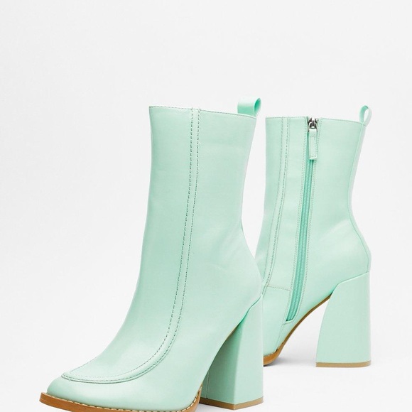 Nasty Gal Curve ‘Em Mint Green Ankle Boots - Picture 2 of 6
